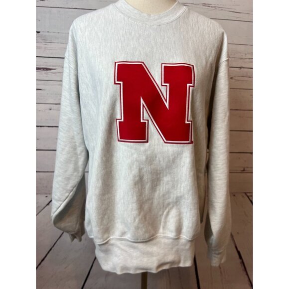 Champion Reverse Weave‎ Sweatshirt Mens Large Nebraska NCAA Pullover Vintage - Picture 2 of 10